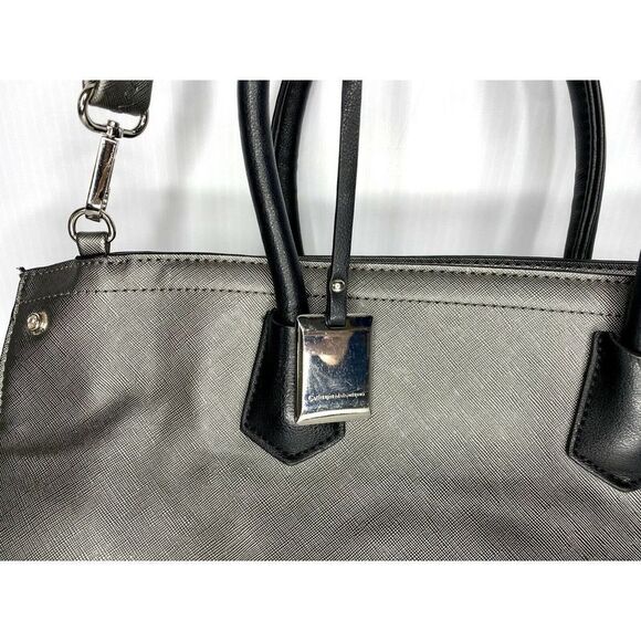 Catherine Malandrino Leather Purse Handbag Satchel Tote Hand Shoulder Bag Silver - Picture 4 of 10